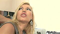 Busty entrepreneur enjoys a messy facial.