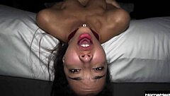 Submissive filipino deep throats monster cock in interracial threesome