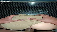 Trailer Candy uses beige panties for vaginal sex