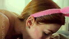 Sara Apollo receives chocolate carrot and her husband helps with big black cock