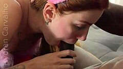 Sara Apollo receives chocolate carrot and her husband helps with big black cock