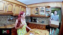 fun kitchen scene with fruit dildos masturbation