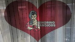 Frustrated handjob on hot petite girl in black stockings