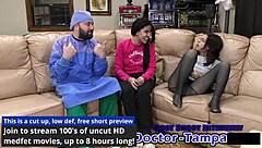 Dr. Tampa gives Alix Avery a pre-employment physical