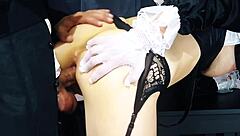 Nasty nun gets punished with deepthroat and anal in halloween costume