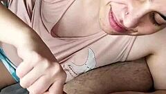 romantic couple shares intimate moment with handjob and blowjob before bed