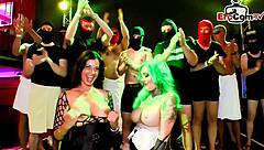 Skinny Small Tits Teen in Gangbang with Cum Swapping