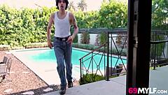 Horny housewife says, 'Fuck me, neighbor!'