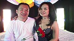 petite asian milf couple in casting interview with dirty talk