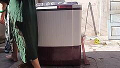 Sexy big boobs bhabhi bathes outdoors