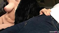 Japanese MILF exclaims 'suck my perky tits!' double blowjob