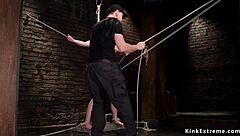 Brunette Tied In Hogtie For Rough Anal Toying And Deepthroat