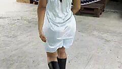 I am the shy latina maid Leyne Rodriguez, bent over with wet pussy for my boss to cum.