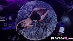 Sexy big ass ebony girl posing with hot milf with big tits in hot lingerie