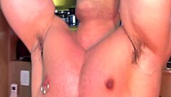 Brazilian tiago shows his xl cock in flip flops