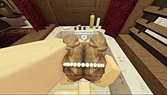 brunette with a fat ass sucks and fucks in the bathtub