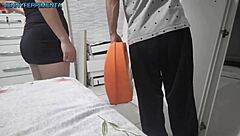 Married Bride Bent Over in Doggy Style. Pays Delivery Boy with Facial Cumshot