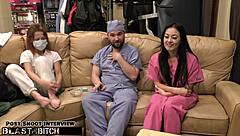 Become the nurse as Blaire Celeste's mouth gets blasted with huge cum load!