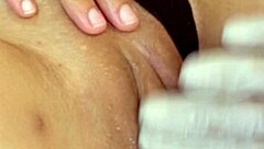 close up creampie in wet panties of stepsister during fucking