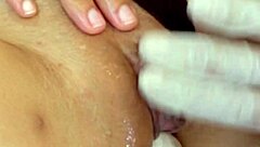 close up creampie in wet panties of stepsister during fucking