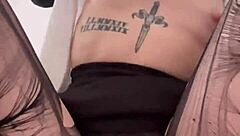 petite wednesday addams bouncing on a big dildo