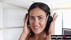 Naked brunette teen dj madison walker jams to music