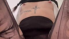 petite wednesday addams bouncing on a big dildo