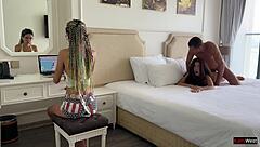 Fuck Me Now While Step Sister Is Working, Risky Sex Behind Her Back