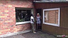 Descriptive scene of german mature milf cheating with huge monster cock in public hardcore fucking.