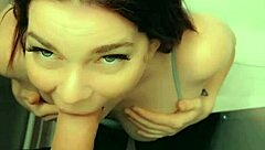 Teen cumslut boldly sucks and fucks stranger behind vending machine