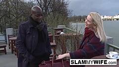 Blonde slut feels the thrill of taking huge black dick in her ass