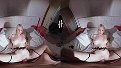 Blonde Personal Assistant in Dark Room VR