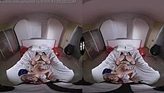 Blonde Personal Assistant in Dark Room VR