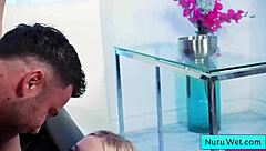 Sexy blonde masseuse gets fucked by muscular client