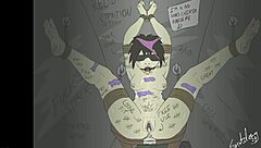 Bound feet in fantasy cartoon bondage cheating scenario
