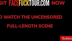 big tits teen 18+ enjoys rough drooling blowjob on her knees