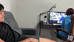 I Caught Him Jerking Off While I Played, So I Gave Him A Blowjob