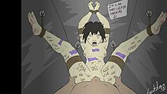 Bound feet in fantasy cartoon bondage cheating scenario