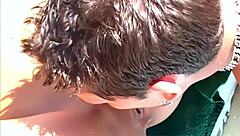 Fucking beautiful blonde girl's ass outdoors.