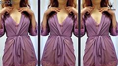 Scarlett Mae starts sucking dick while modeling lingerie with small tits and cameltoe