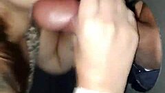 Redhead newbie takes cum on face at gloryhole