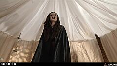 The witch mistress gets controlled by voodoo doll and squirts