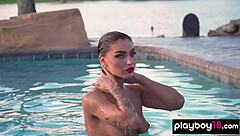 Emjay Rinaudo strips naked by the pool, so sexy