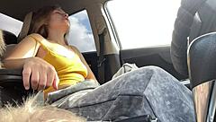 Teen Squirts Publicly in Car