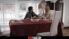 Stepmom And Stepdad Seduce Blonde Stepdaughter Into Threesome