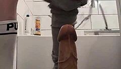 Pussy gets stretched out by monster cock and dildo