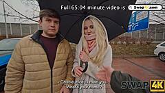 blonde babe experiences first time group fun with husband and pickup.