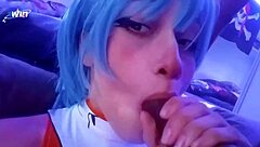 Rei Ayanami Cosplay Blowjob and Cum in Bodysuit!