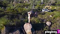 Medium Tits Brunette Posed Naked Outdoor Bubble Butt