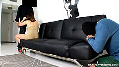 Cuckoldress dominates bull and cuckold with intense femdom humiliation and cock play